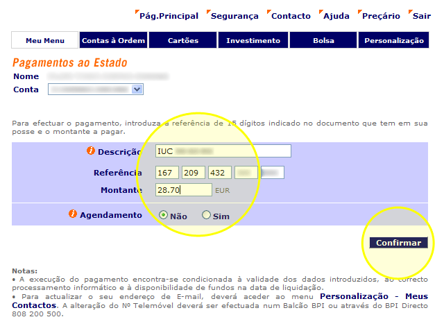 Pagamento do IUC pela internet - passo 13