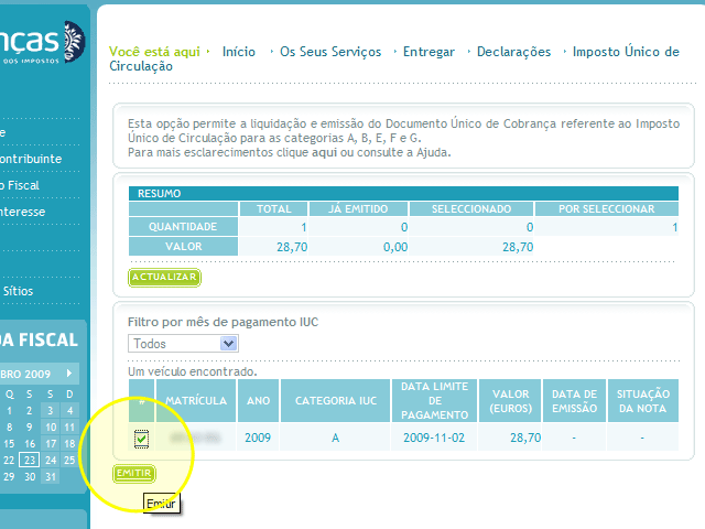 Pagamento do IUC pela internet - passo 7