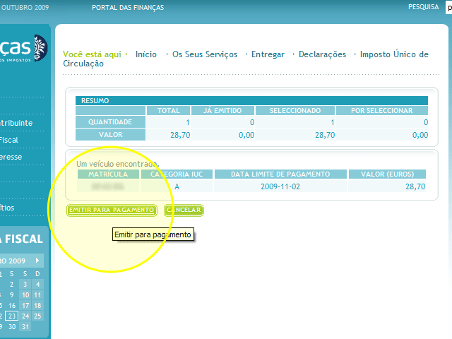 Pagamento do IUC pela internet - passo 8